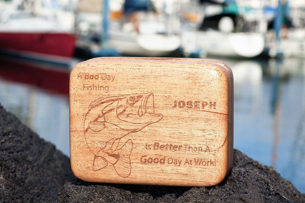 Personalized Fly Fishing Lure Box in solid hardwood